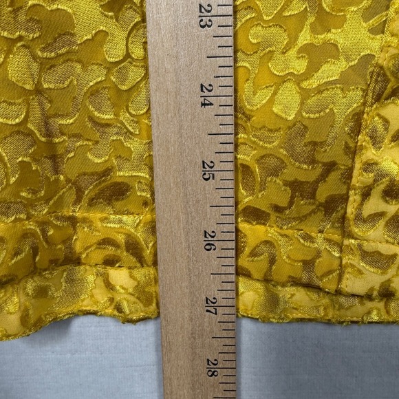 Anthropologie Jacquard Button Top Women XS Yellow Gold Textured Cottagecore Chic - Picture 9 of 16